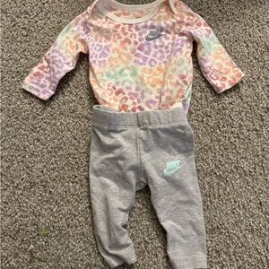 Nike Pastel Leopard Print One-Piece with Gray Pants